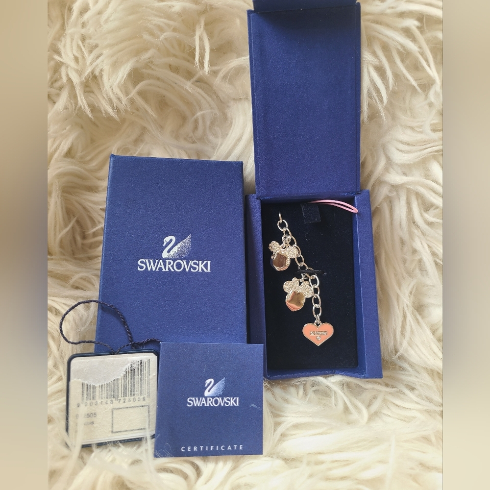 Swarovski Silver Minnie Mouse Phone Accessory/Charm- New In Box